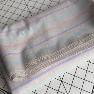 Vintage 1980s Pastel Stripe Linen Fabric 2 Yards 44” Wide Natural Slub Suiting